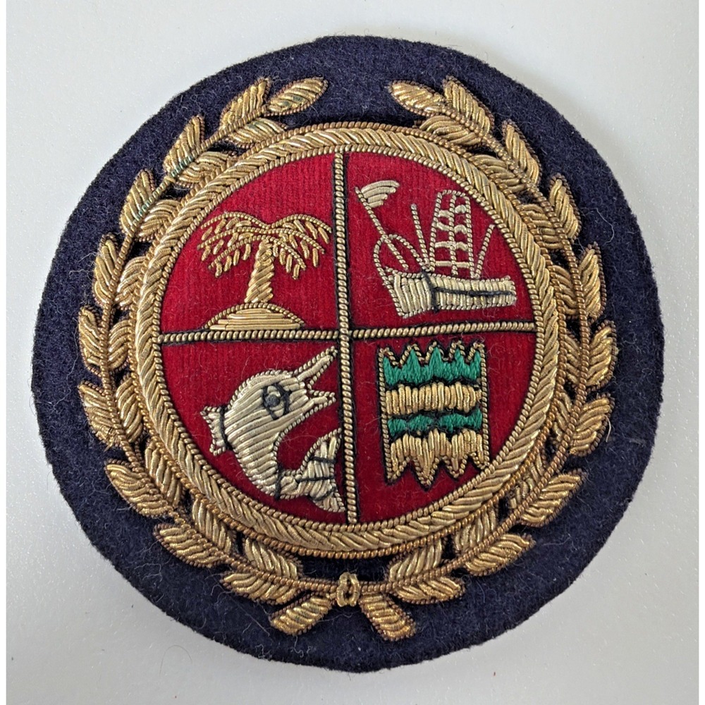 Vintage Everglades Club Palm Beach Crest Patch Gold Bullion Embroidery 3"